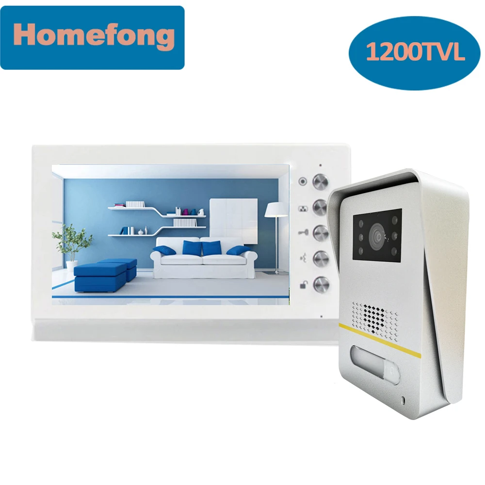 

Homefong 7" Color Video Door Phone Home Intercom System Wide Angle Doorbell with Camera IR Day Night Vision Unlock Rainproof