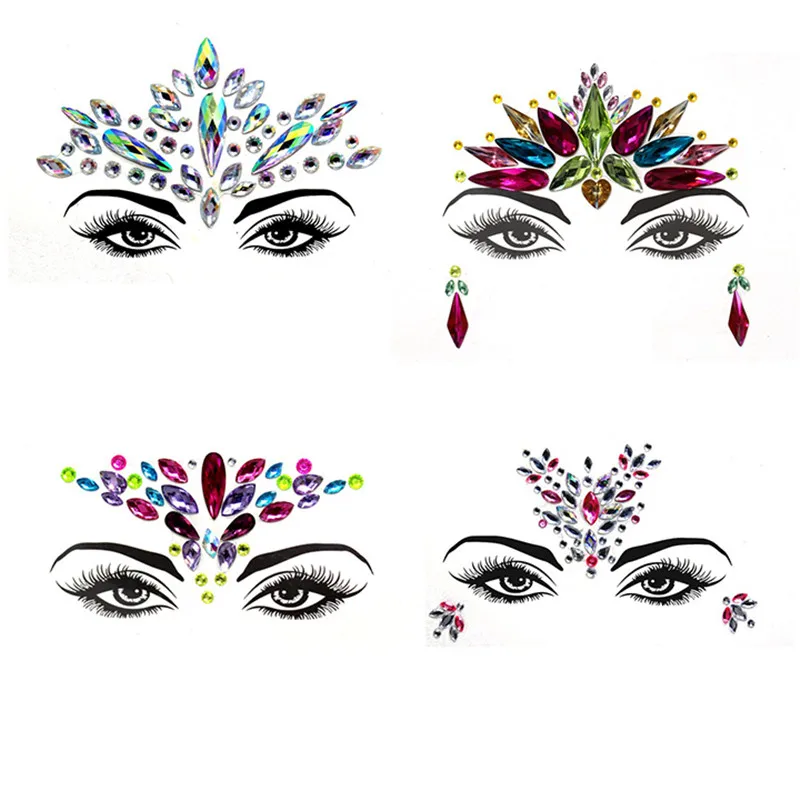 4 шт блестящие наклейки для украшения лица Акриловые стразы праздничные