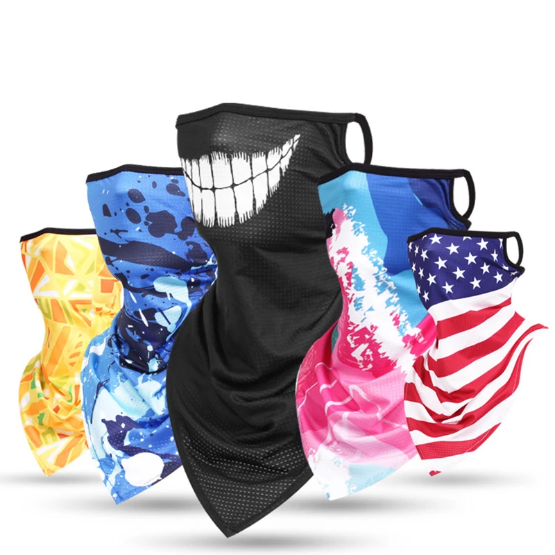 

Fashion Neck Tube Scarf with Ear Loops Windproof Sunscreen Face Mask Ski 3D Animal Printed Multifunction Bandana Cycling Hiking