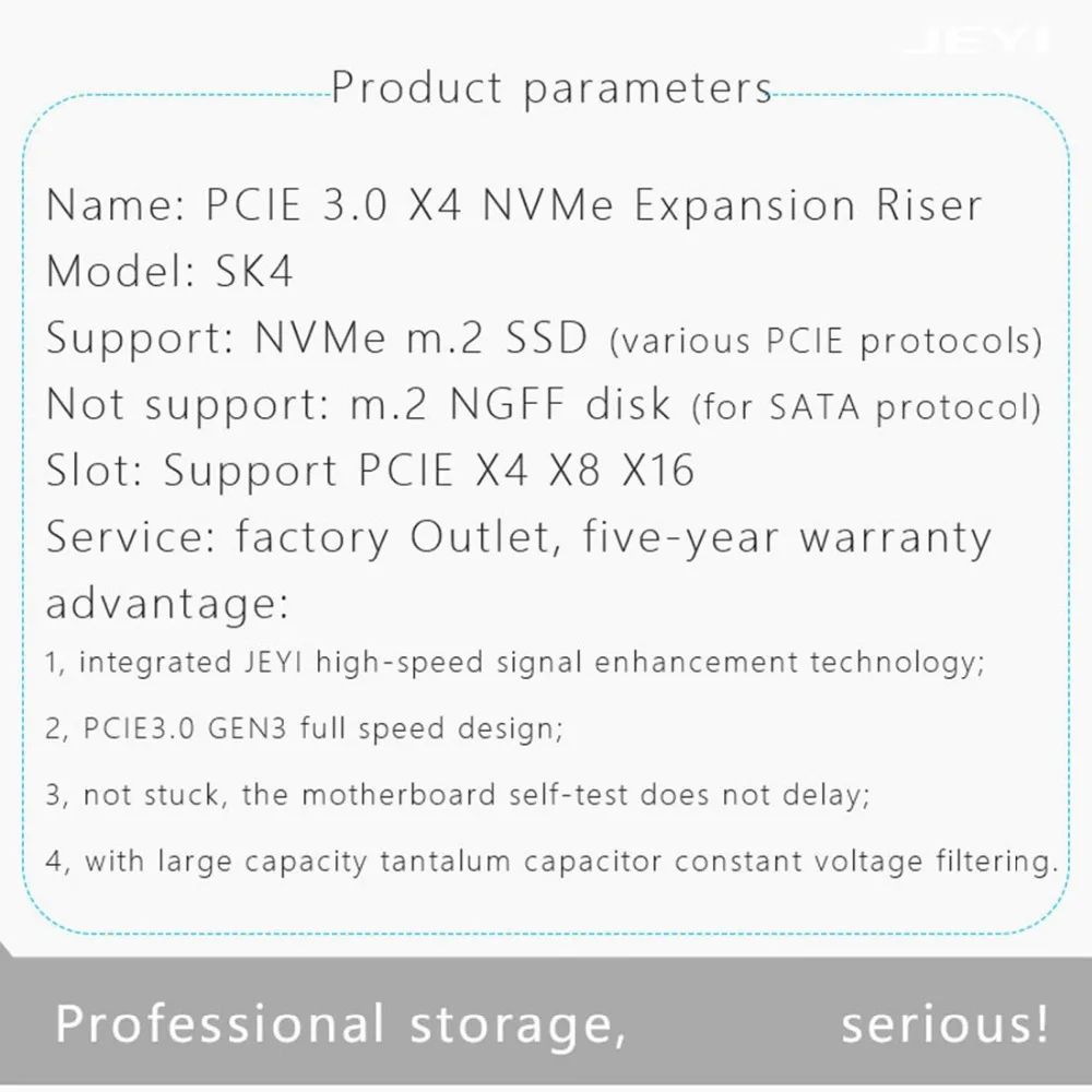 JEYI SK4 M.2 NVMe SSD NGFF для PCIE X4 адаптер M ключ интерфейсная карта Suppor PCI Express 3,0x4 Размер 2230-2280