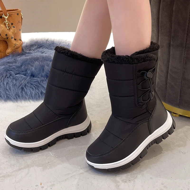 Girls Winter Boots Kid's Snow Boots For boy 2021 Cotton Girl‘s shoes 3-12 Boys Children Thickened Velvet  Non-slip Short Boots