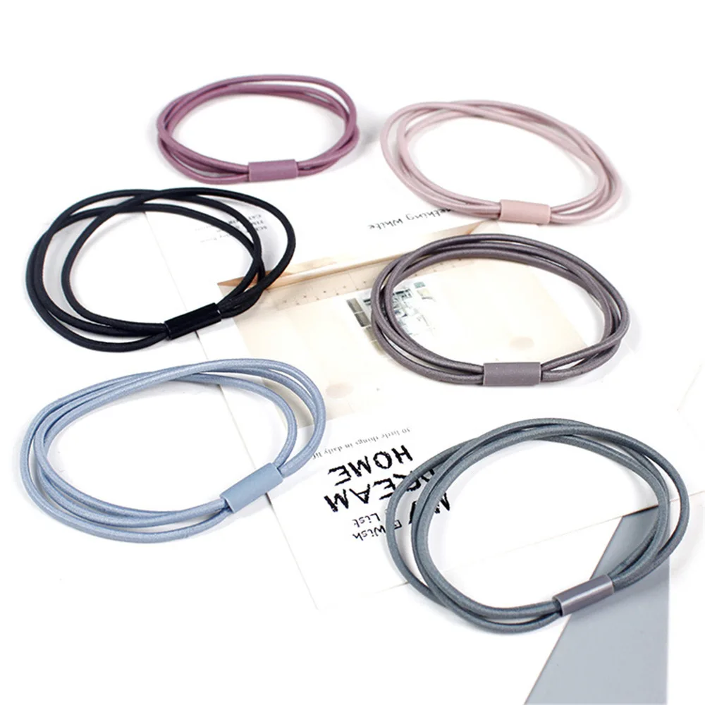 Корейский стиль три слоя высокая эластичность базовые веревки для волос кольца