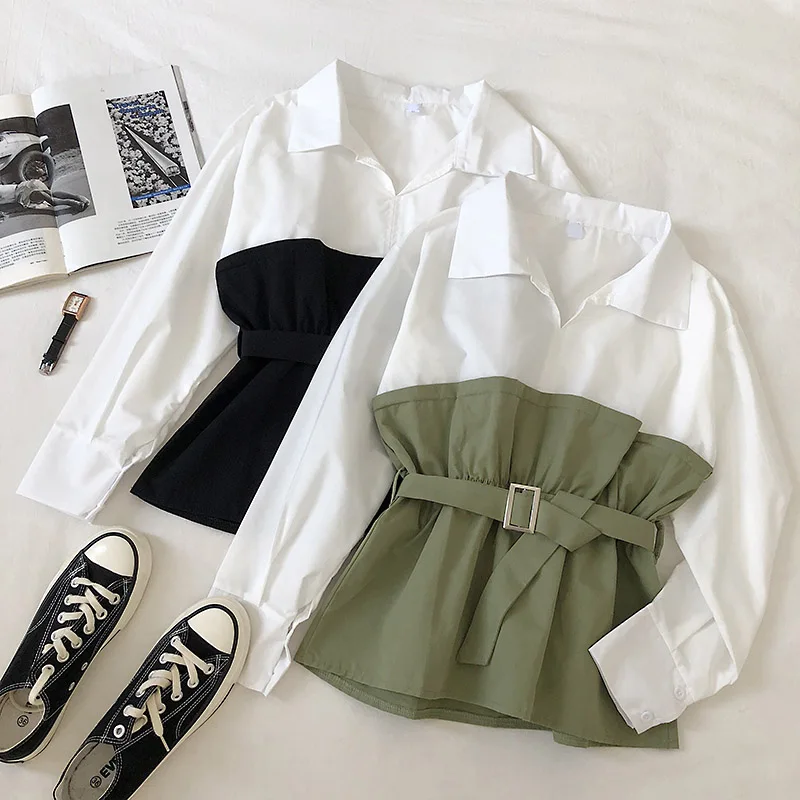 Женская рубашка с длинными рукавами и v-образным вырезом Only Plus Весенняя Блузка