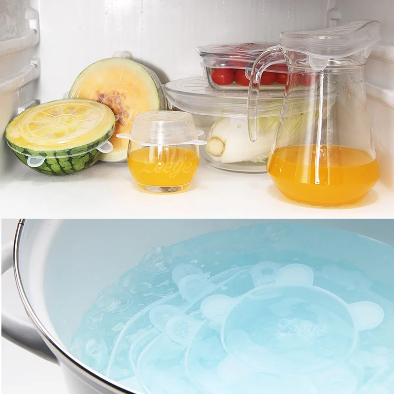 6Pcs Silicone Stretch Lids Canning Food Bowl Cover For Bowls Pot Lid Can Dish Covers Cooking Microwave | Дом и сад