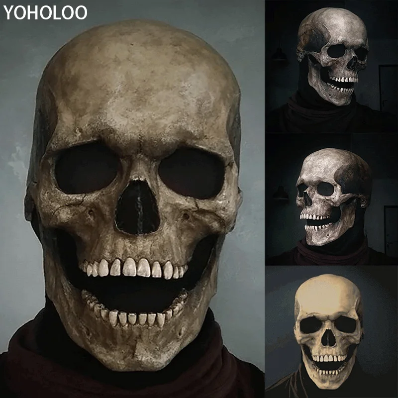 Маска с черепом на всю голову подвижная челюсть шлем страшная маска маскарадное