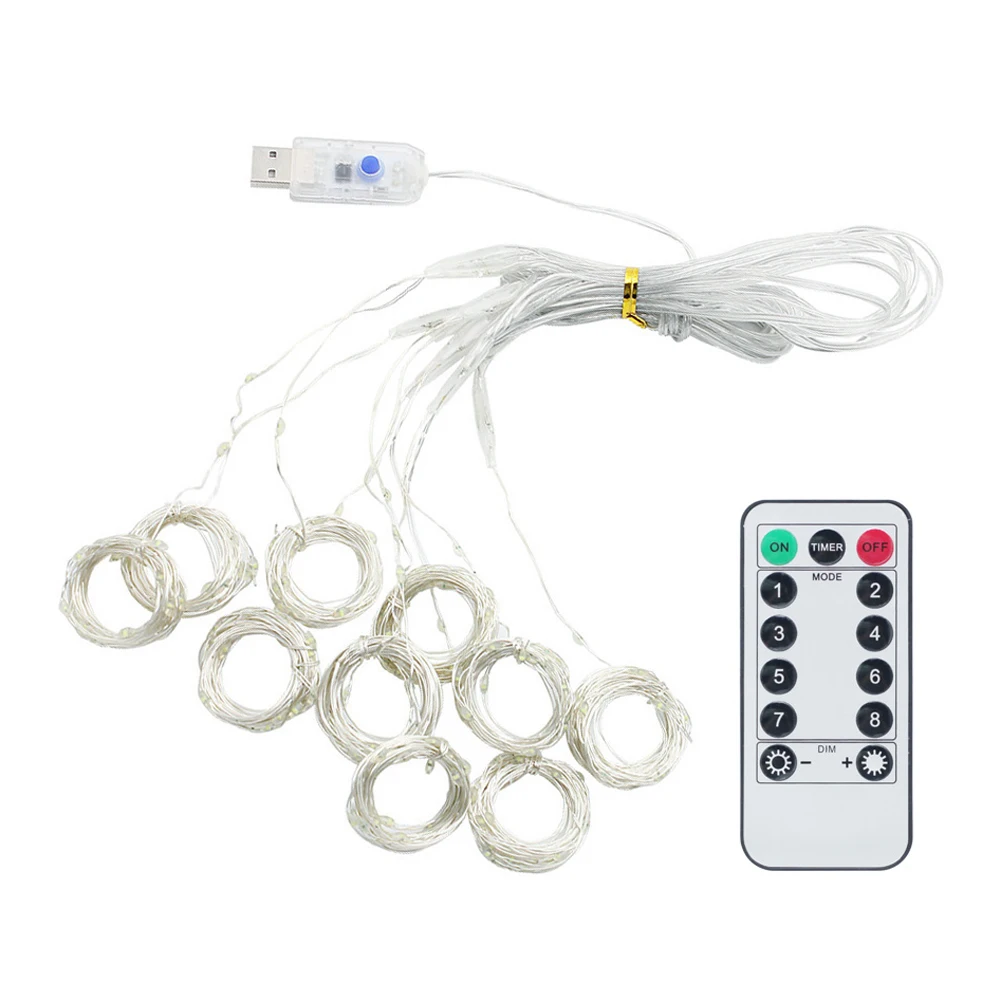 

USB Remote LED Lights String Indoor Gcurtain Extension Festoon Tinsel Light Fairy New Year Christmas Decorative Holiday Lighting