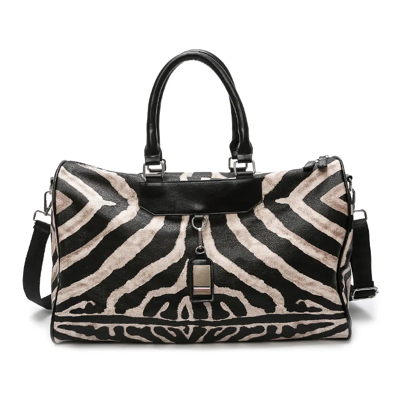 

2020 New Style Fashion Sports Outdoor Pu Travel Luggage Bag Hand Large-volume Gym Zebra-stripe Overnight Duffle Weekend Bag