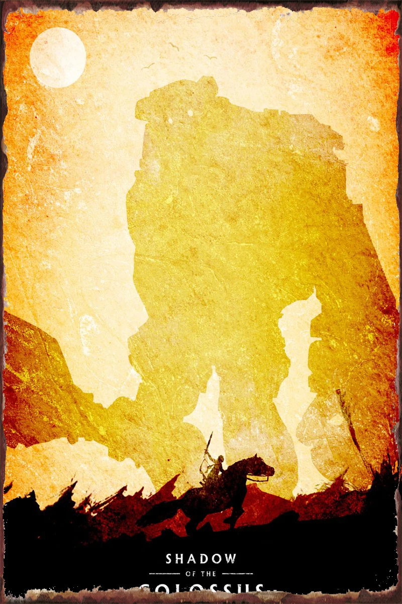 

Жестяные пластины Shadow of the colossus, декор для стен, комнатный декор, Ретро винтажный металлический знак, жестяная вывеска для мужчин, пещера, каф...