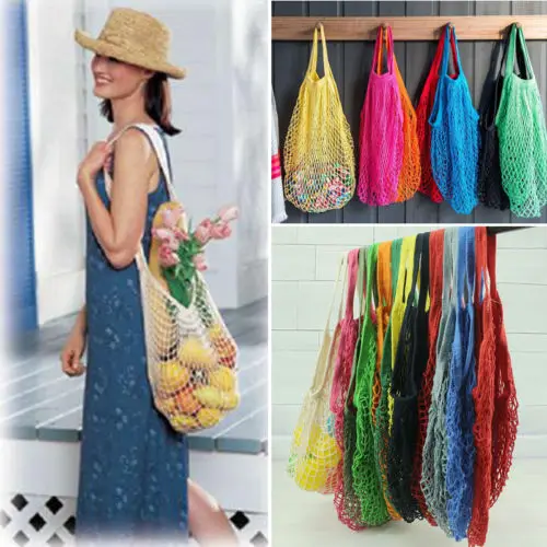 

1PC Portable Reusable Fruit Shopping String Grocery Shopping Bags Durable Fruit Storage Mesh Net Woven Market Handbag Tote