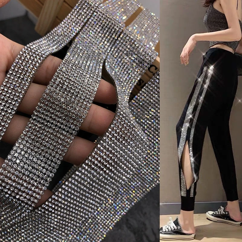 

Crystal Rhinestone Stickers Diamond Decals for Wedding Dress Clothes Bags Home Products Diy Craft Decor Sticker 90cm Decoration