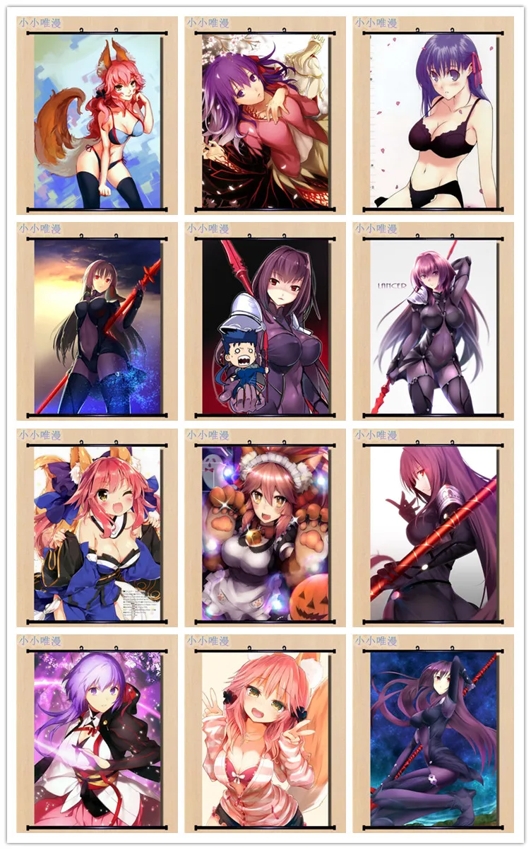 

Coscase Japanese Anime Fate/Grand Order Tamamo no Mae & Illya & Chloe & saber Home Decor Wall Scroll Poster Decorative Picture
