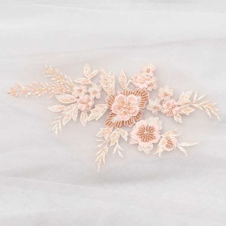 Модные элегантные бусины вышитые цветы кружевные аппликации для свадебного