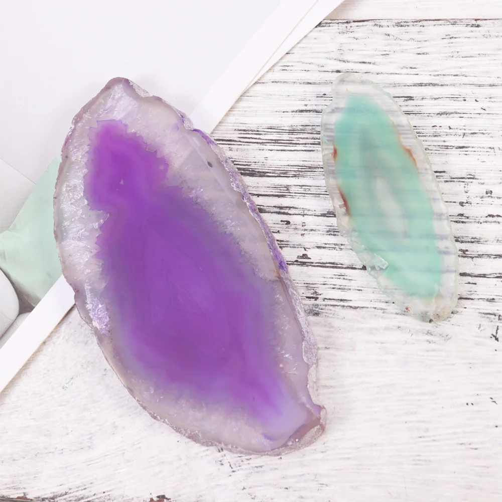 

9Pcs Natural Colorful Agate Slices Brazil Gemstone Ornaments Wind Chime Pendants Sweater Chain Accessories