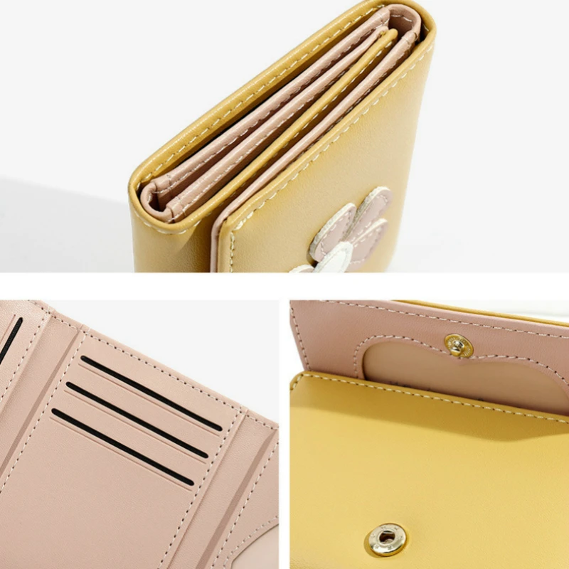 

Summer New Flowers Women Wallet Small Cute Women Short Leather Women Wallets Zipper Purses Tassel Female Purse Clutch