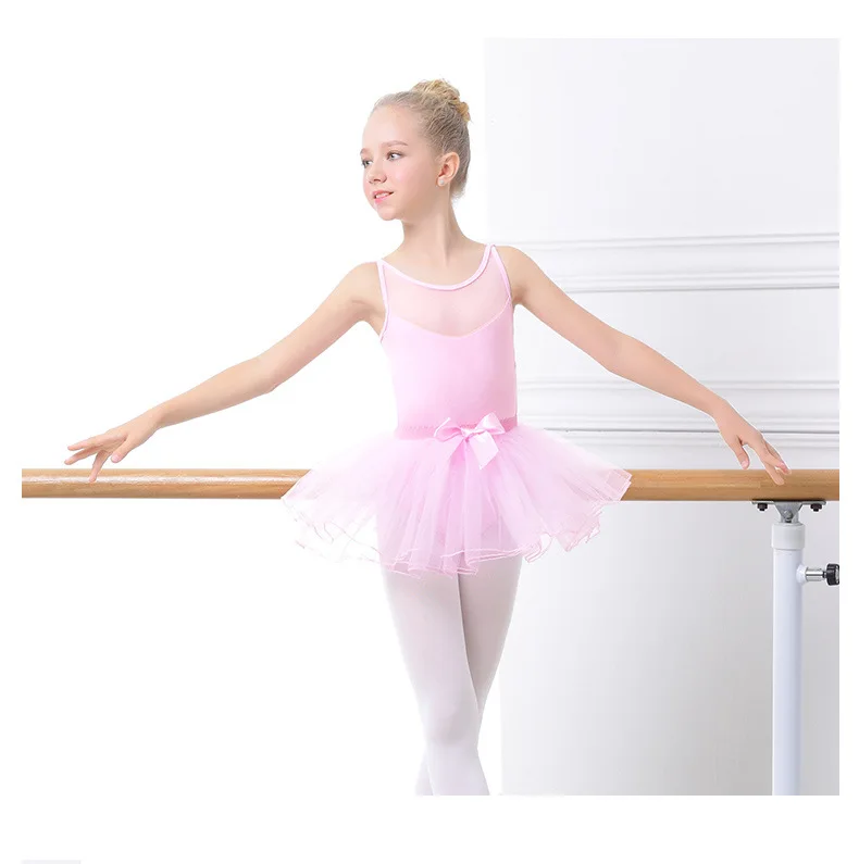 

Children's dance wear women's soft mesh stitching sling summer ballet wear practice clothes