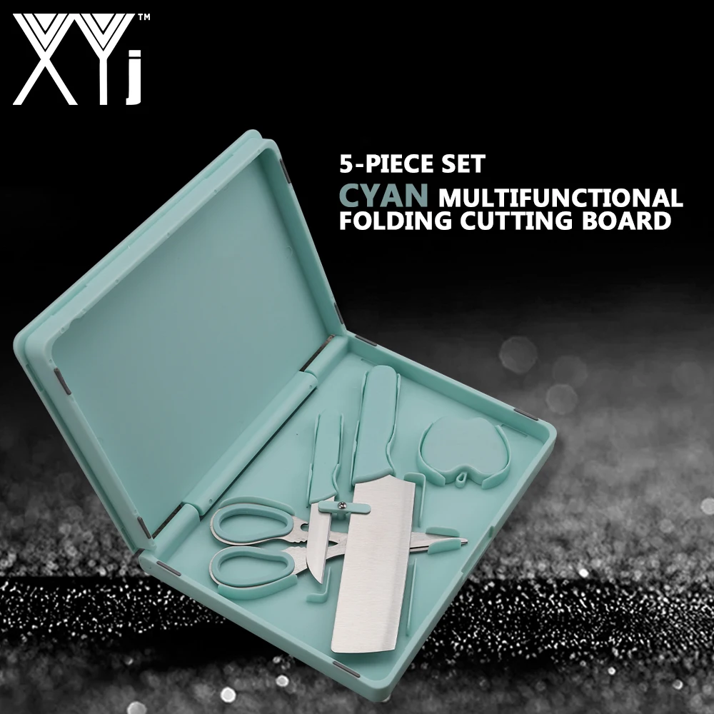 

XYj 5PCS Kitchen Knives Set Folding Cutting Board Chopping Chef Knife Kitchen Scissor Shear Peeler Cooking Camping Hiking Tool