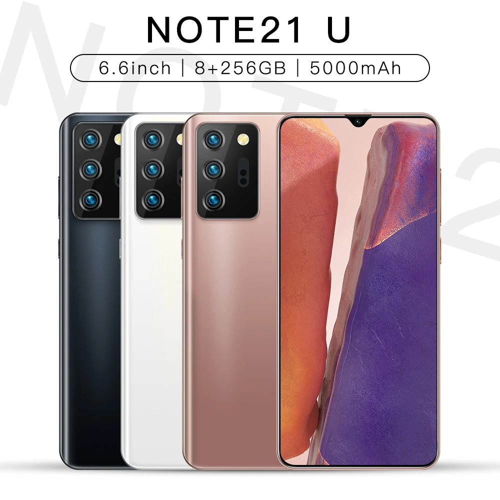 

Smartphone Best Selling Note 21U Android 10.0 Mobilephone 10 Core 6.6 Inch Big screen 8GB 256GB 5000mAh 5G Phone Global Version
