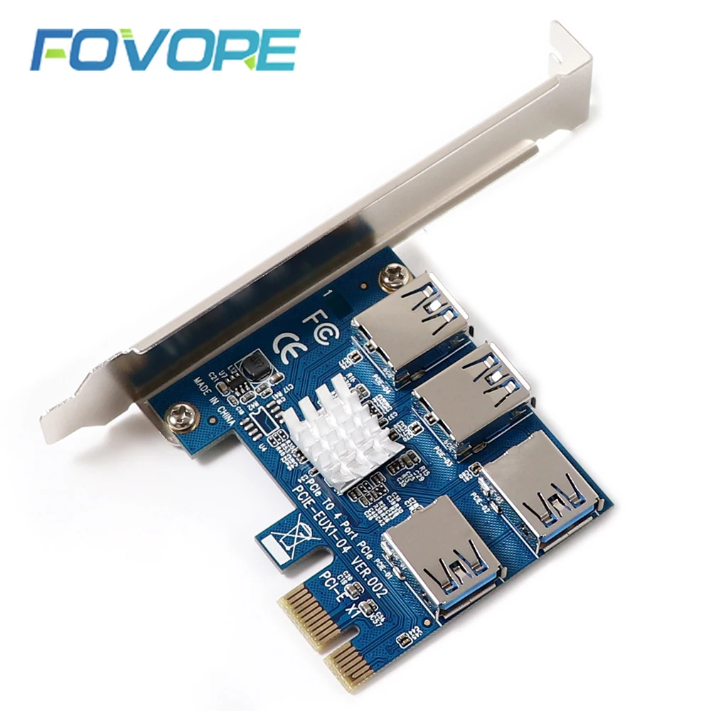 Райзер-карта PCIe с 1 на 4 слота PCI-express 16X PCI-E 1X внешний USB 3 0 карта мультипликатора для