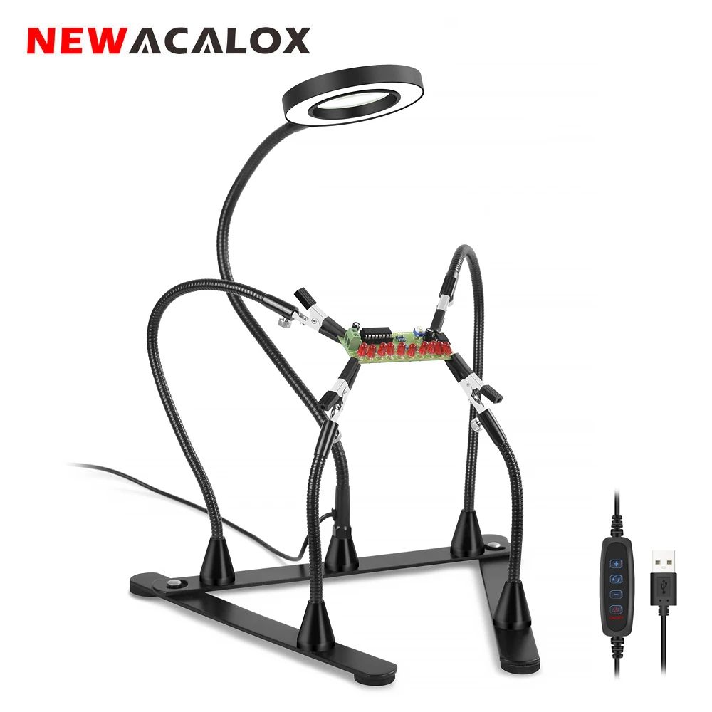 NEWACALOX Регулируемый базовый сварочный вспомогательный стенд 3X светодиодный