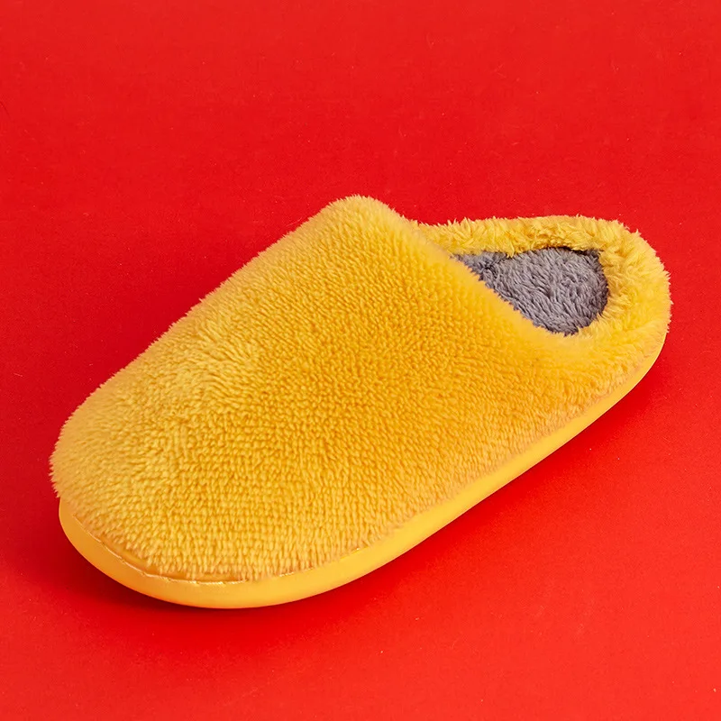 

Autumn Pure Color Cotton Slippers, Women's Plush Warm and Thick Bottom, Indoor Soft Sole, Antiskid Quiet Floor, Household Winter