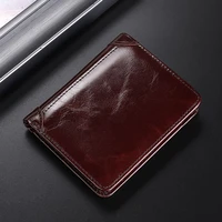 genuine cow leather rfid blocking wallet men vintage business anti scan credit card holder purse pocket money clip bag