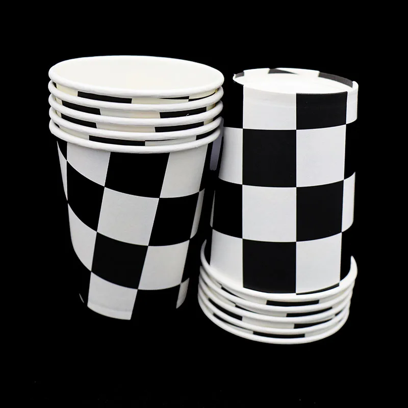 

10pcs/pack Racing Flag theme paper cups Racing Flag disposable cups Racing Flag party decorations