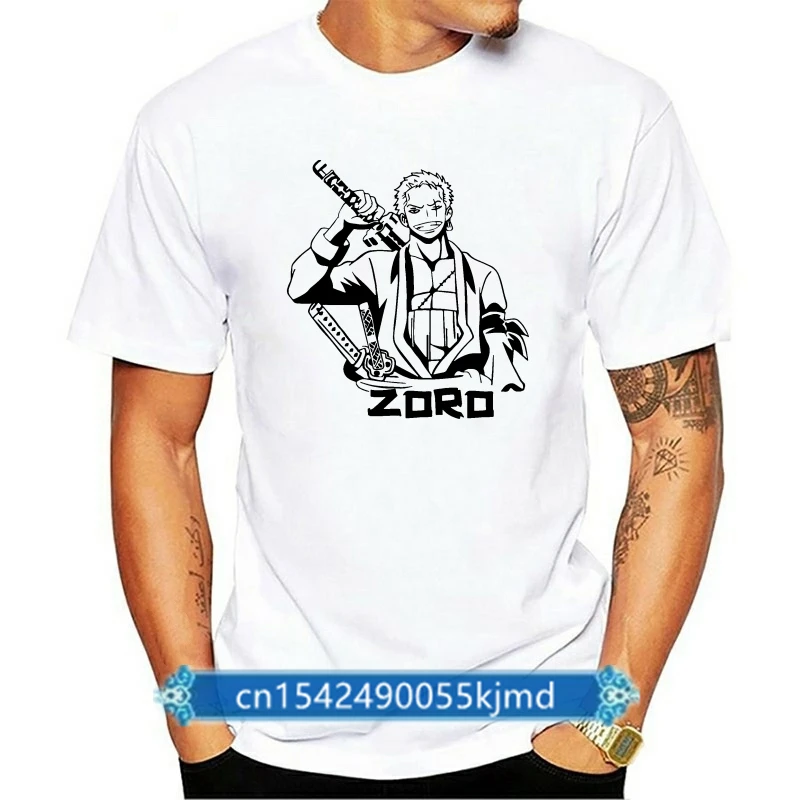 

Roronoa Zoro Sword T Shirt Straw Hat Pirate One Piece Anime Black White Top Mens Funny Design Tee Shirt