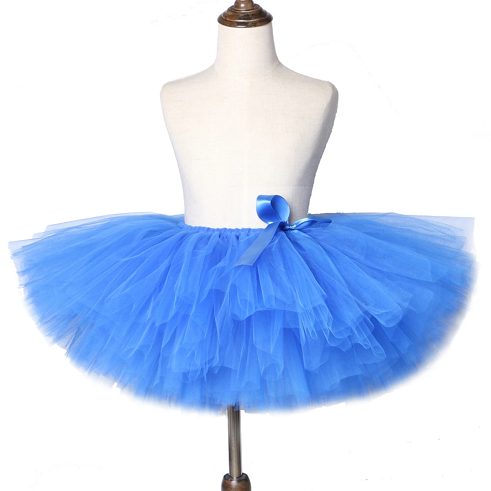 Тюлевые Юбки принцессы для девочек синие детские юбки пачки Короткие бальные
