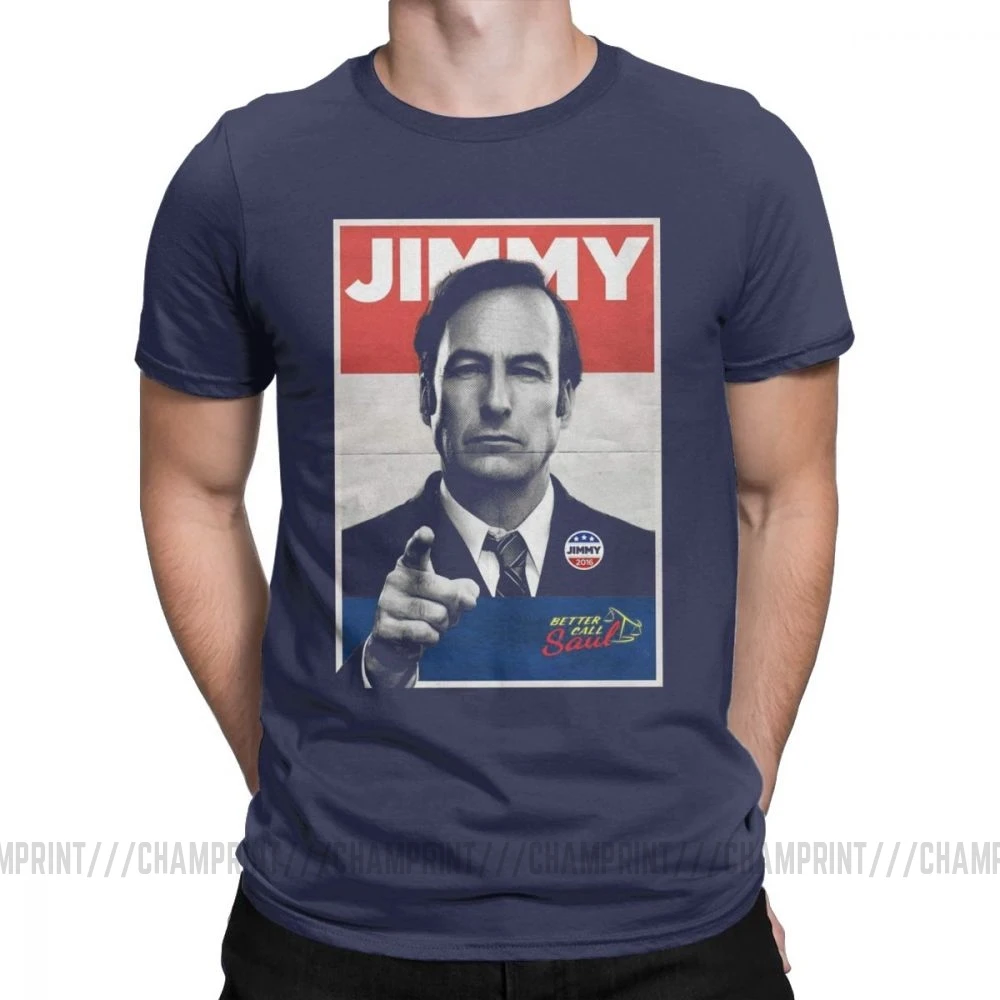Мужские футболки с надписью «Vote Jimmy The Lawyers Better Call Saul», футболки с коротким рукавом для сериала Goodman, футболки из чистого хлопка - Цвет: Тёмно-синий