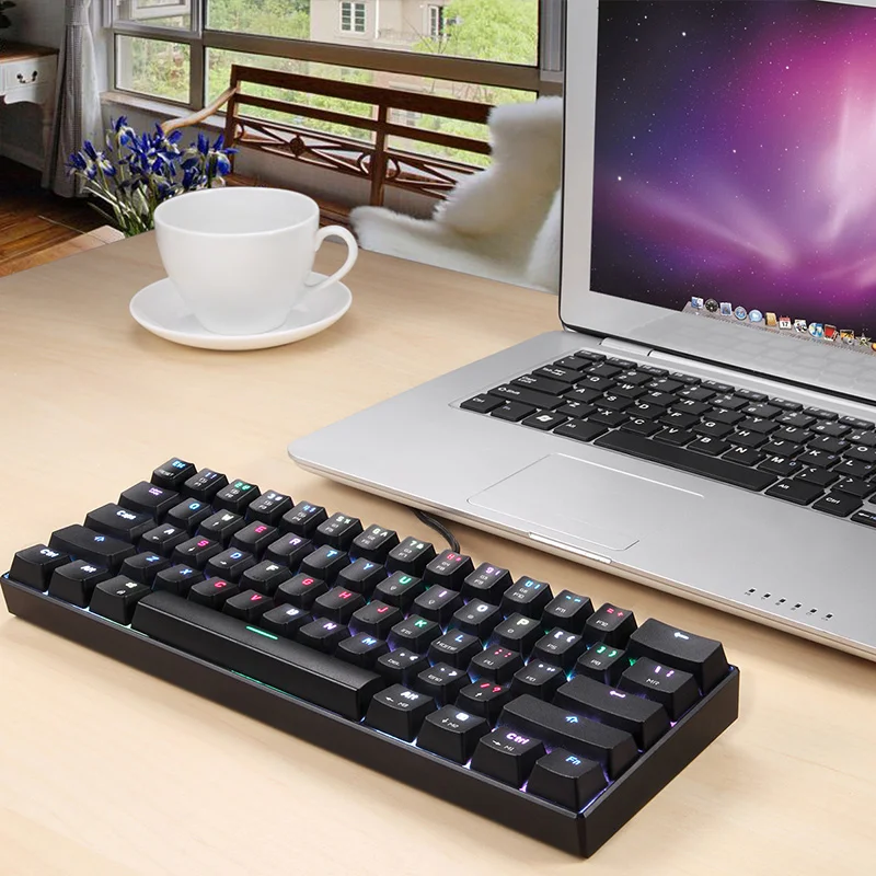 

Игровая механическая мини-клавиатура Motospeed CK61 RGB, 61 клавиша, USB, проводная, светодиодная подсветка, портативная 60% клавиатуры для ПК, компьюте...