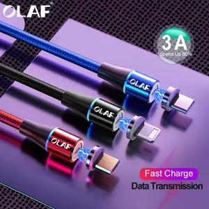 Магнитный кабель для быстрой зарядки Olaf USB-LightningType-CMicro-USB, 1м2м, в ассортименте