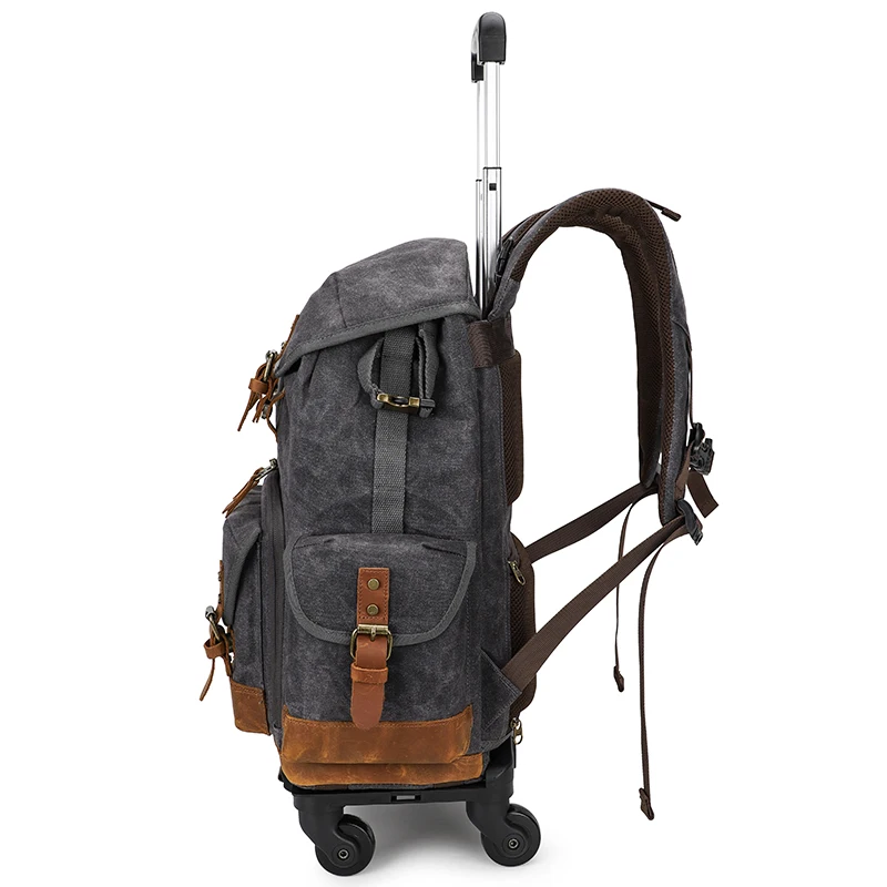 vintage travel wheel case 2 in1 dslr backpack rolling camera trolley bag with anti shock detachable padded camera dividers free global shipping