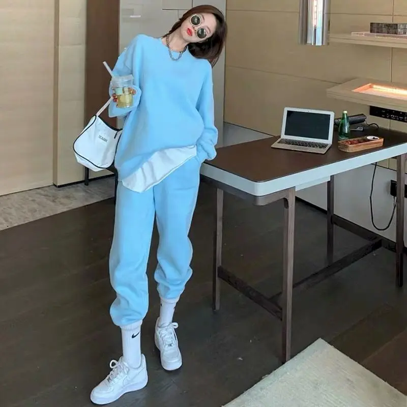 Спортивный костюм для женщин весна-осень 2021 винтажный корейский Свободный