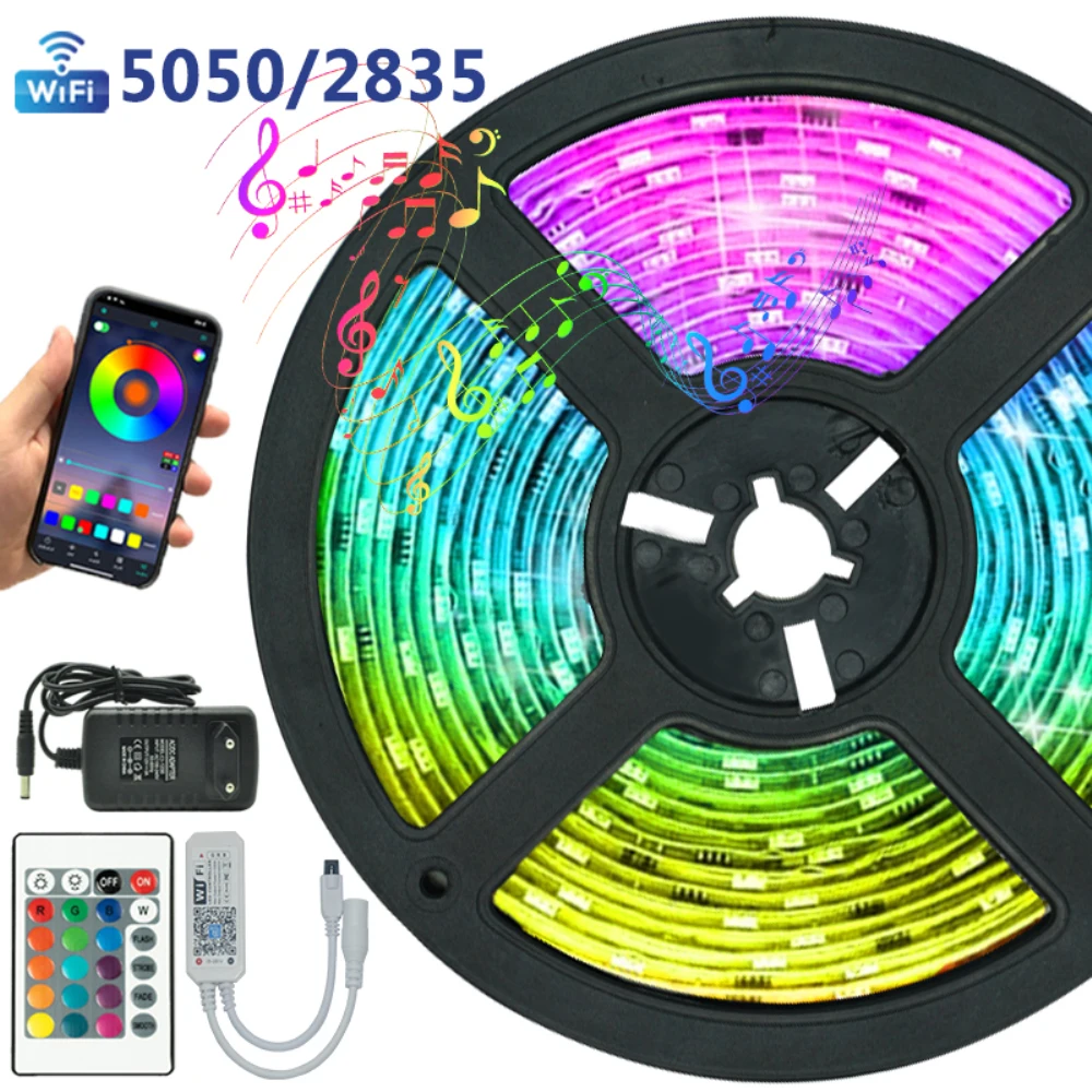 

LED Strip Lights WIFI RGB 5050 SMD 2835 Waterproof 12V Flexible Lamp Tape Ribbon Diode TV Iuces Bedroom Backlight 5M 10M 15M 20M