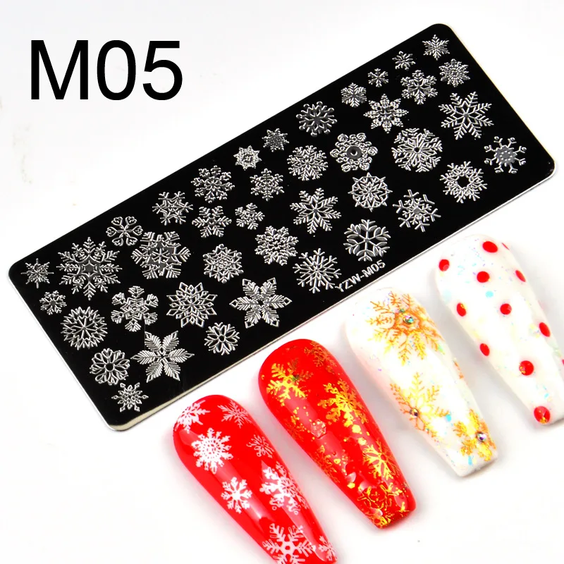 

1PC Snowflake 10*4cm Nail Art Templates Stamping Plate Design Flower Animal Glass Temperature Lace Stamp Templates Plates Image