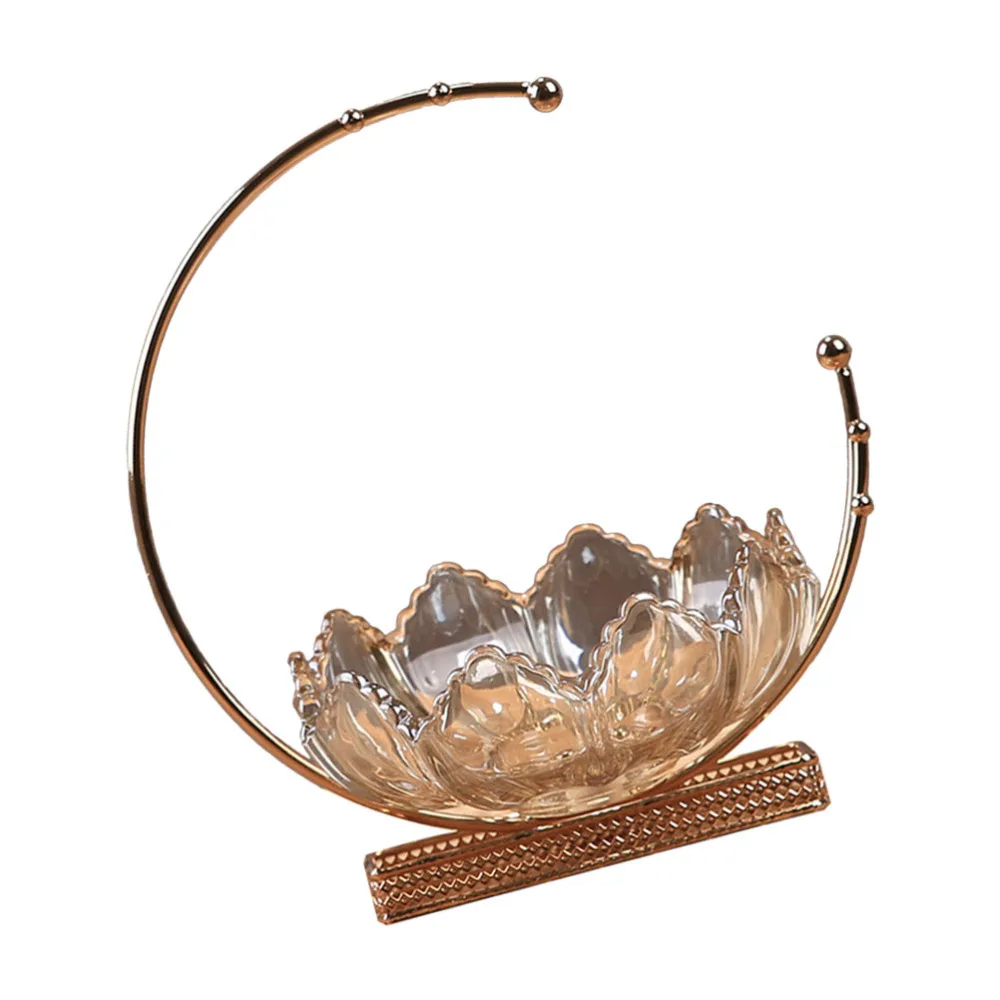 

1Pc Iron Glass Tray Snack Dried Fruit Container Home Fruit Tray Light brown