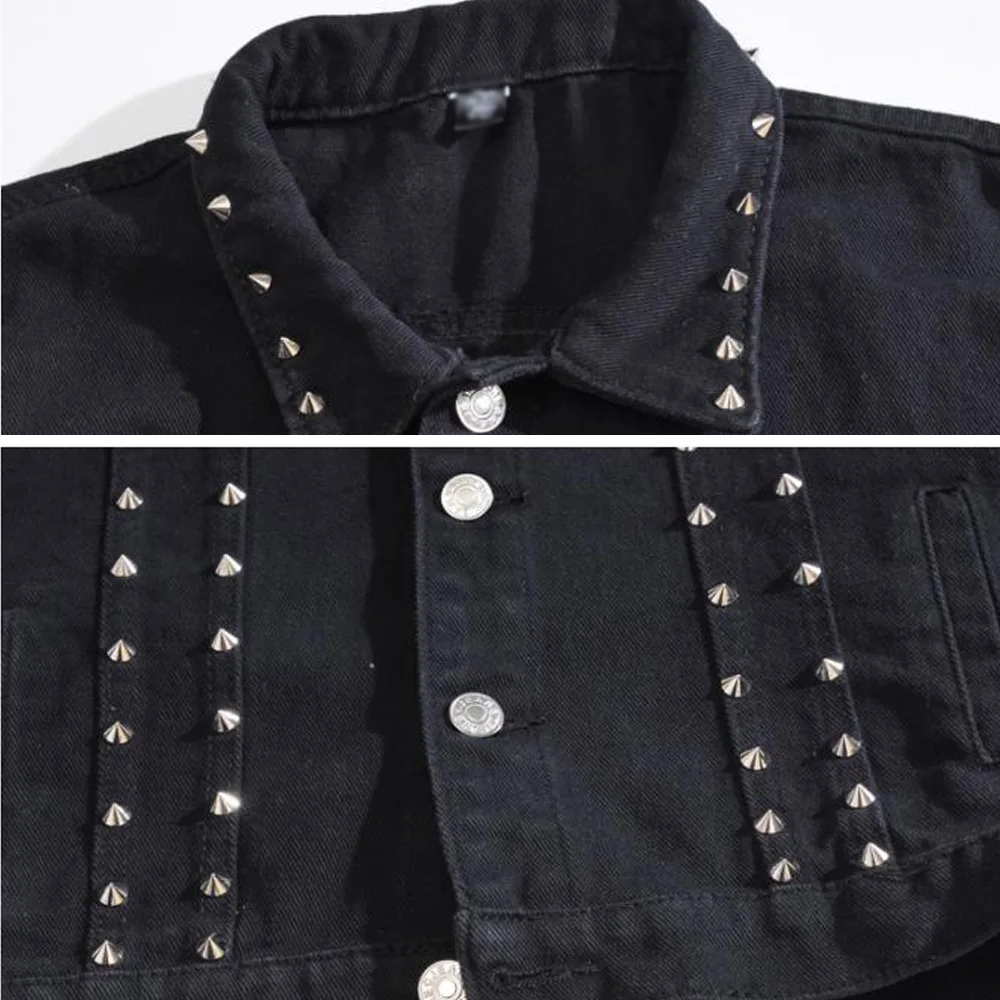 Мужской джинсовый жилет 2021 джинсы с заклепками в стиле хип-хоп джинсовые пальто