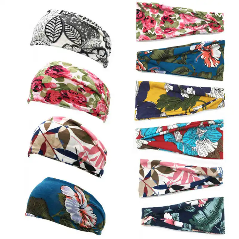 

Fashion Headband Sweatband Headwrap Floral Bands Print Wide Hair Sport Elastic SPA Yoga