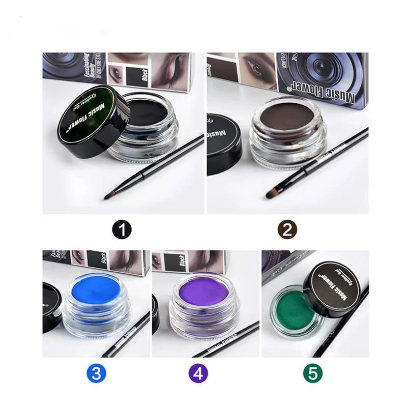 

5 Colors Music Flower Eyeliner Quick Drying Makeup Brushes Long-lasting Natural Make Up Beauty Eye Liner Gel Makeup Tools