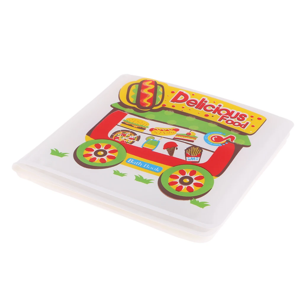 

2PCS Baby's Bath Time Book Fun Bright Colorful Waterproof Early Educational Toy Animal/Food