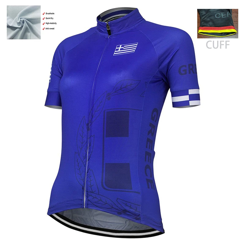 

GREECE Blue Ladies Global Factory Team Road Race Cycling Jersey Breathable Polyester Customizable