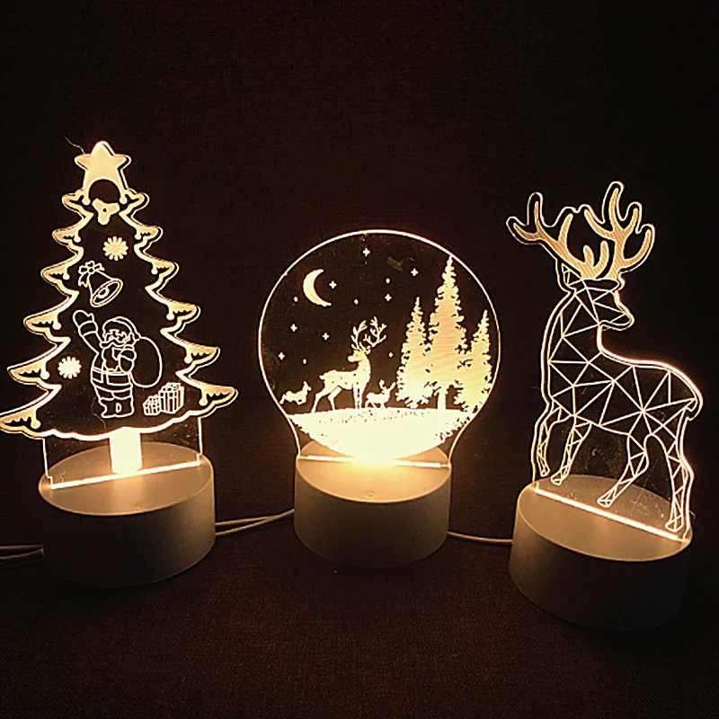 Buy 3D Lamp Acrylic USB LED Night Lights Wedding Decoration Neon Light Christmas Home Decor Children's New Year Gifts on