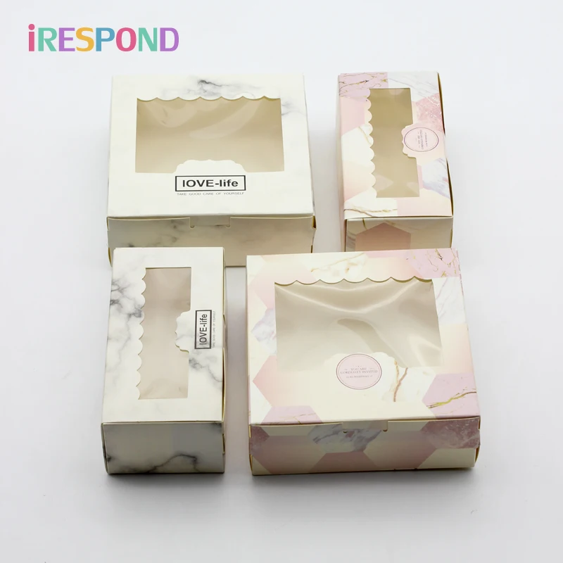

50PCS Cardboard Gift Box With Window Kraft Wedding Box For Candy Sweet Toy Present Gift Packaging Supplies