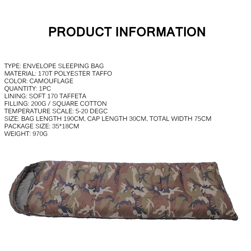Уличный спальный мешок Сверхлегкий портативный удобный теплый для осени и зимы