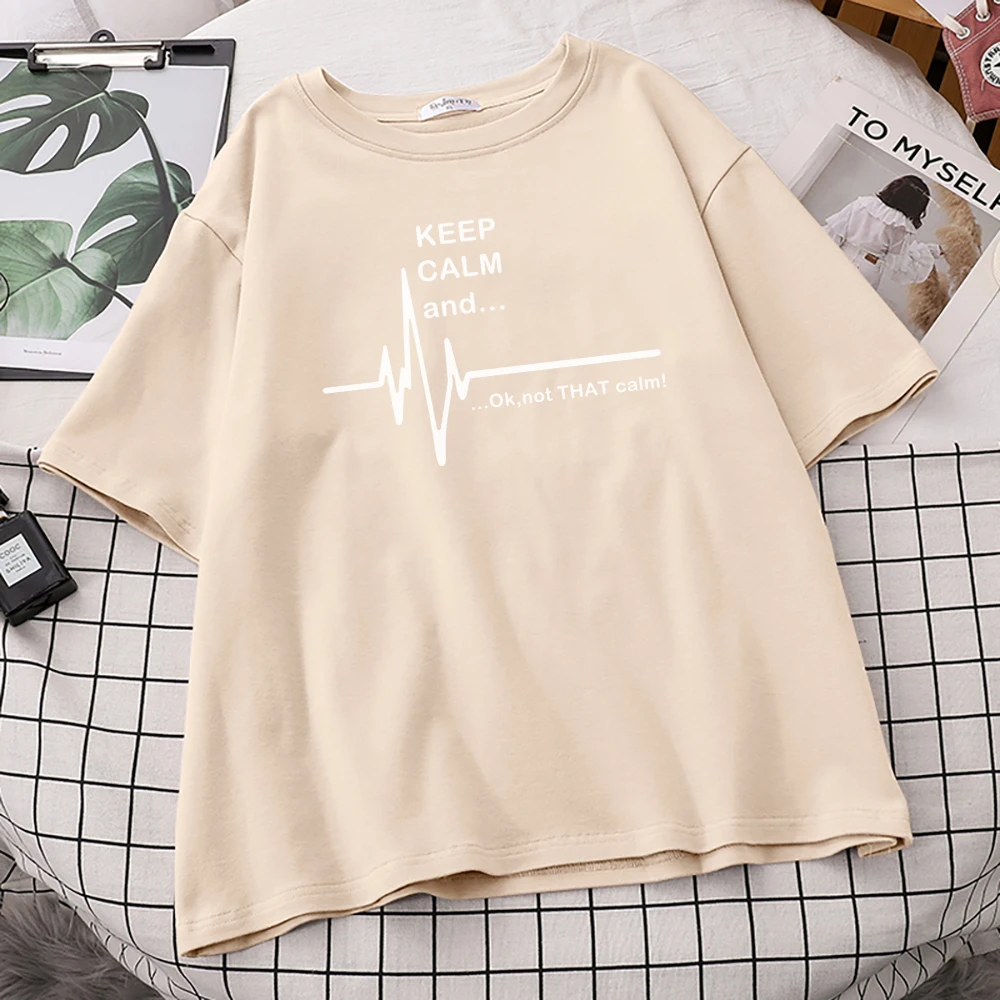 Мужская футболка с надписью Keep Calm and... Not That Funny EKG Heart Rate в стиле Харадзюку лето 2019|men