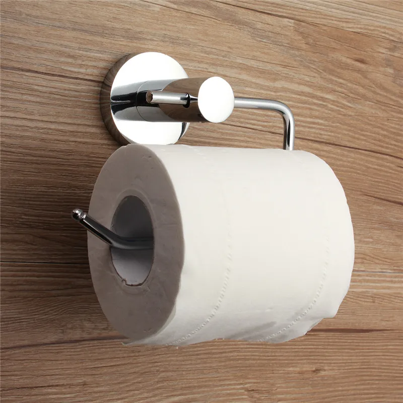 Chrome Polished Stainless Steel Bathroom Toilet Roll WC Paper Holder Mount Hook Wall Mounted Tissue Towel Shelf Rack | Обустройство