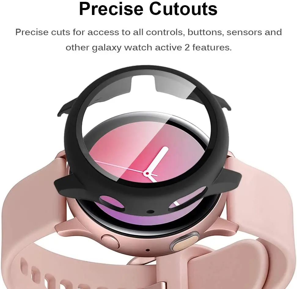Чехол для Samsung galaxy watch active 2 44 мм со встроенным закаленным стеклом защита экрана с