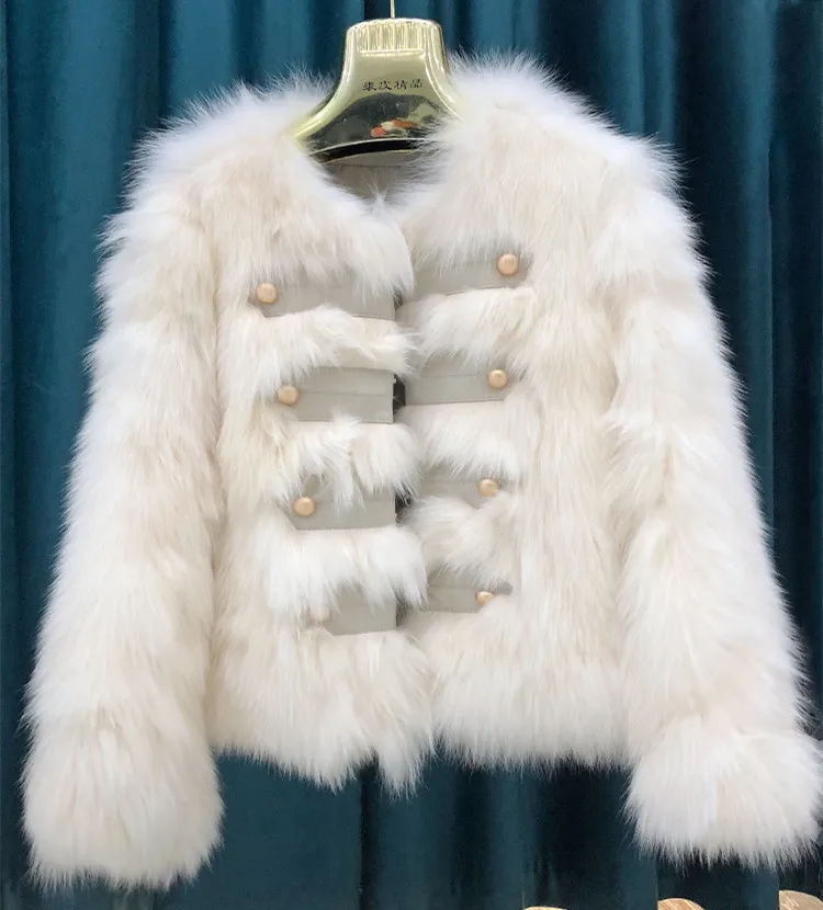 

Женская зимняя куртка из натуральной овечьей кожи, в стиле пэчворк, шуба из натурального Лисьего меха для офиса, 2021