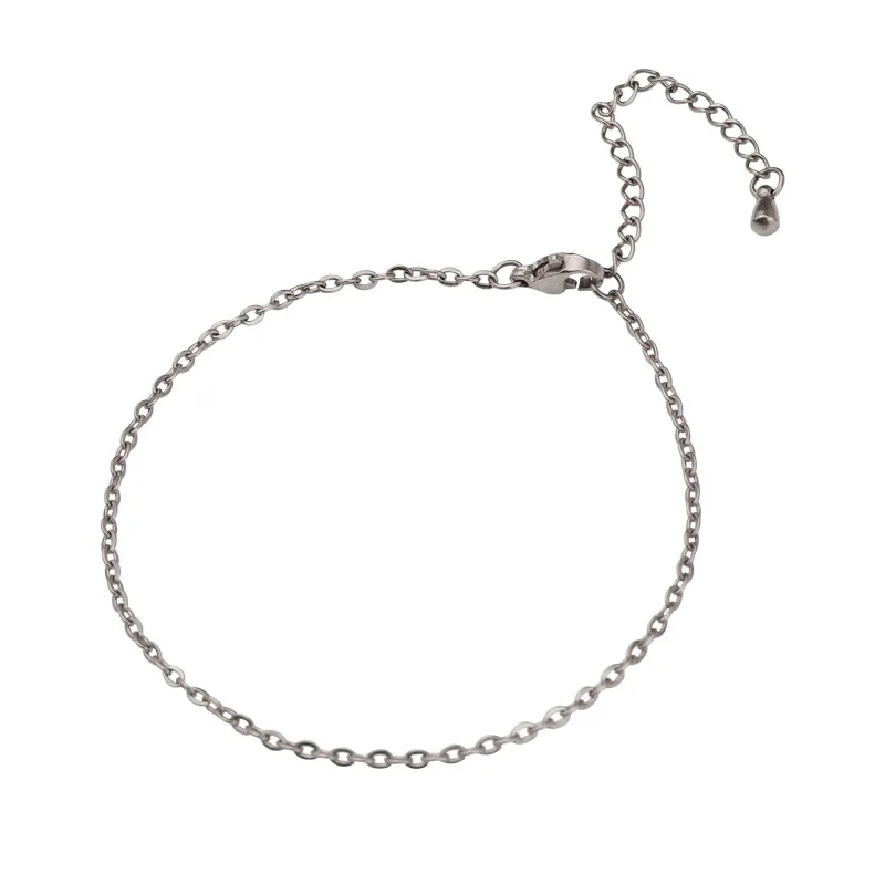 

5pcs 316L Stainless Steel 2mm Width Rolo Link Bracelet Chain with Water Drop Extend Chain Fit DIY Bracelet Jewelry Making Crafts