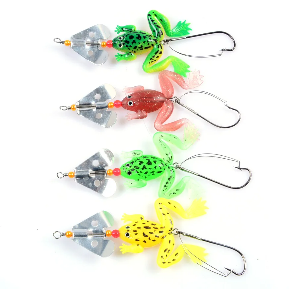 DHYJSFDC 9cm 6.2g Frog Silicone Bait Fishing Soft Lure Spinner Squid Thunder Frog Jig Spoon Trolls Soft Bait Sea Ice Fishing
